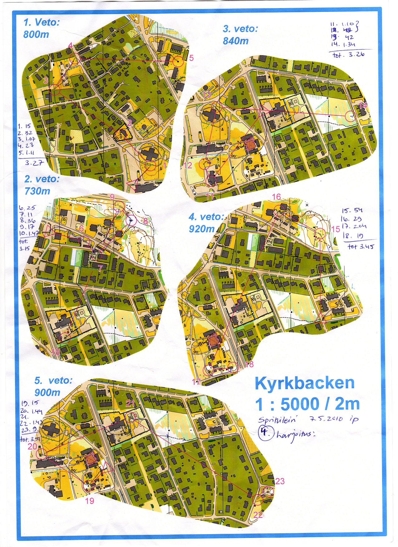 Sprinttileirin 4. startti: Suunnistusvedot Kyrkbac (07/05/2010)