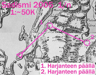 Kartan oikea mittakaava oli noin 1:25.000